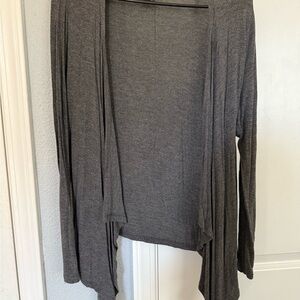 Gray Open Front Cardigan